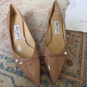 Jimmy Choo Pointed Toe Pumps with Pearl Strap
